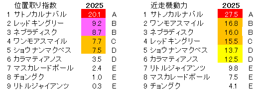 2025　共同通信杯　位置取り指数